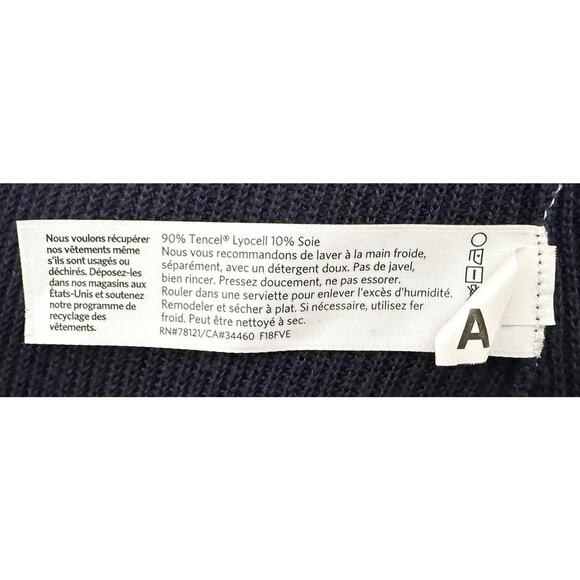 Eileen Fisher Womens Open Front Duster Cardigan Sweater Navy Brown Side Slits LP - Picture 8 of 9